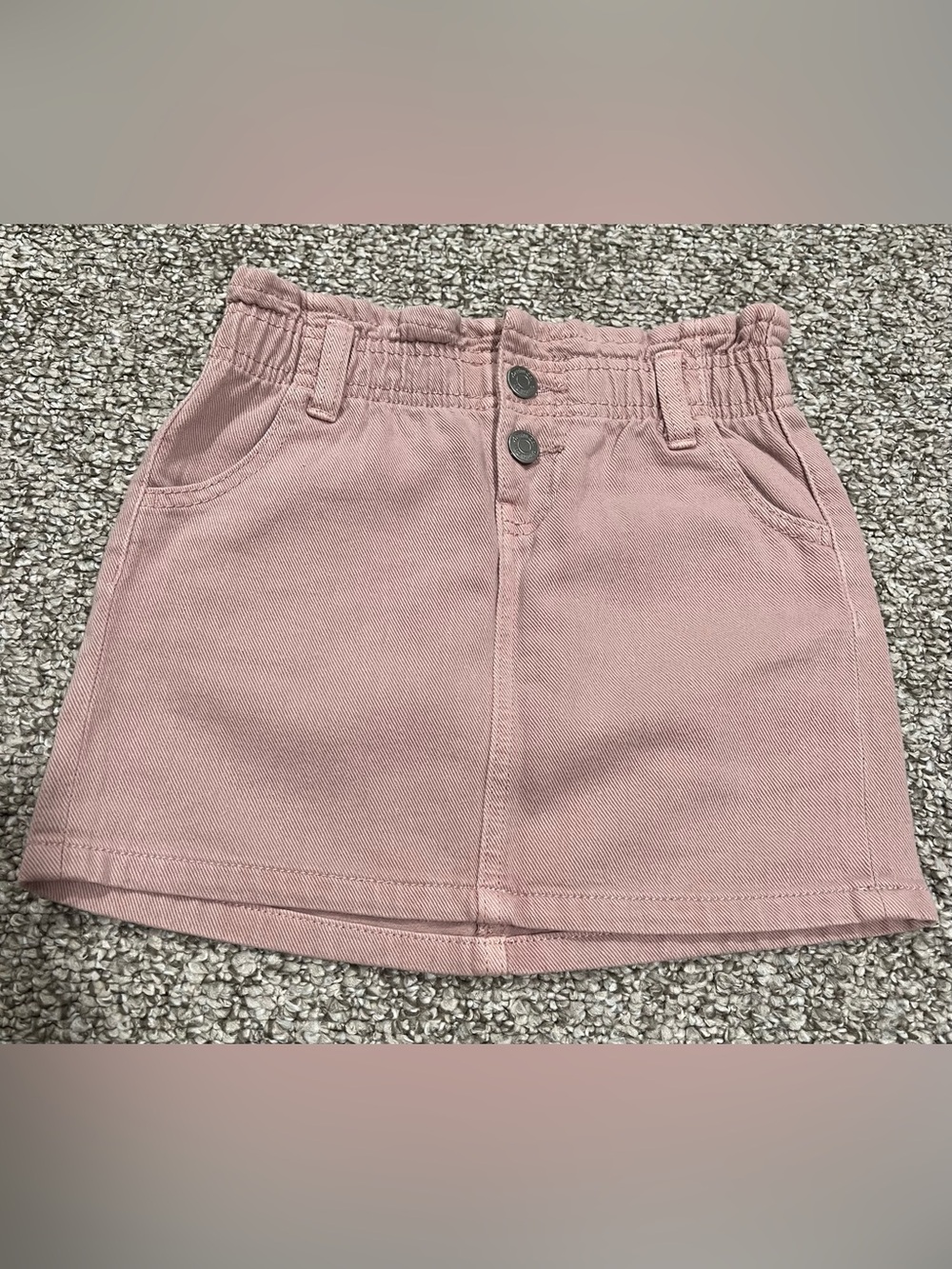 Denim Girls Dusty Pink Paperbag Waist Skirt Size 6-7